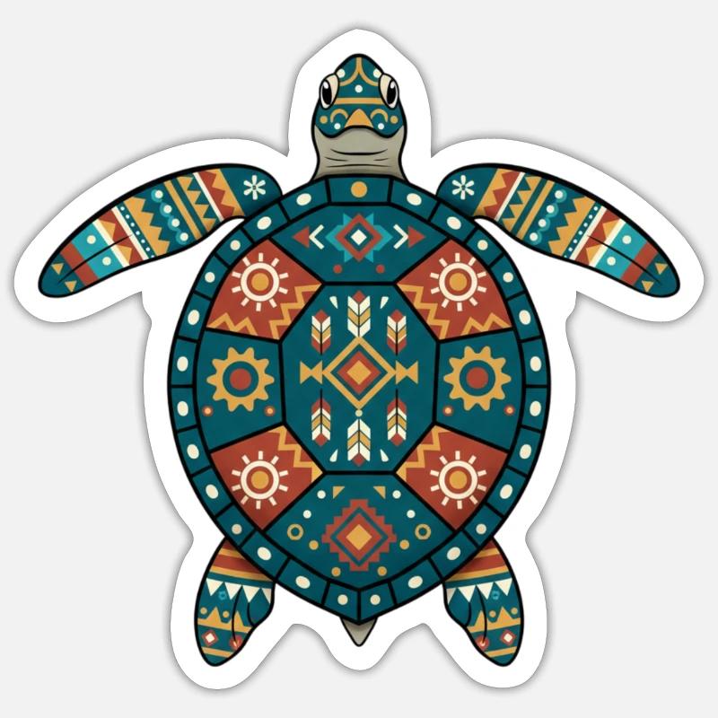 Turtle Aztec Motifs Sticker size S (10 x 10 cm)
