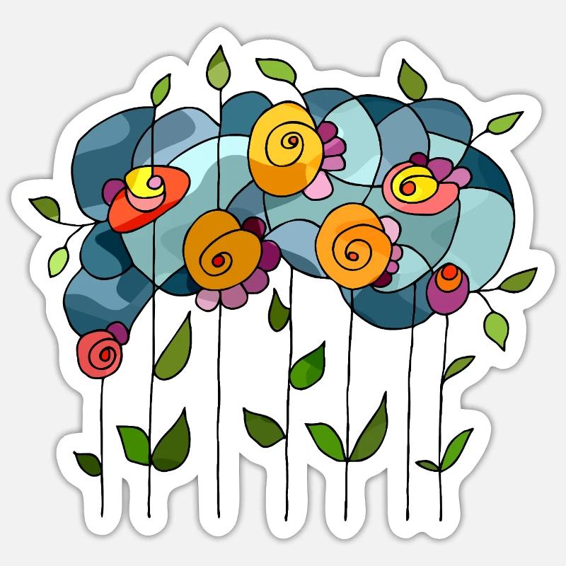 Blumen - Sticker Größe S (10 x 10 cm) - Mattweiß