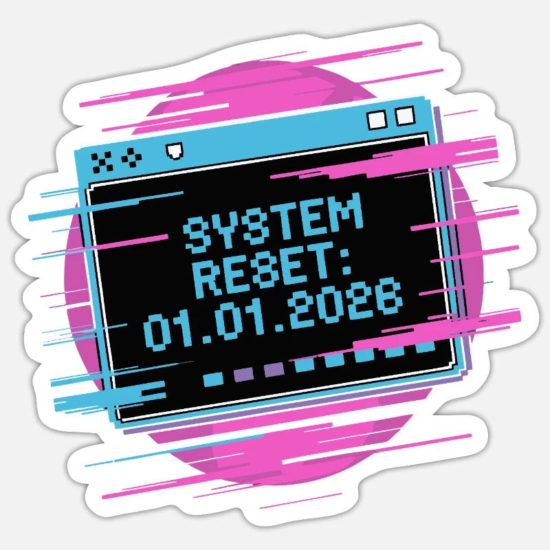 Réinitialisation du système néon 01-01-2026 Sticker taille S (10 x 10 cm)