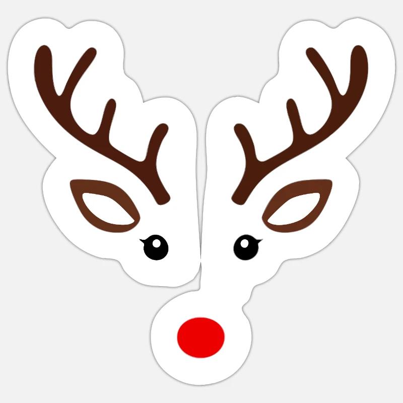 Visage minimal de renne - Sticker taille S (10 x 10 cm) - blanc mat