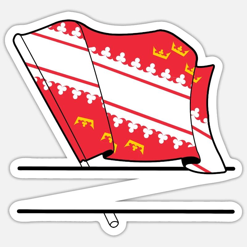 Elsass-Flagge mit Textfeld - Sticker Größe S (10 x 10 cm) - Mattweiß