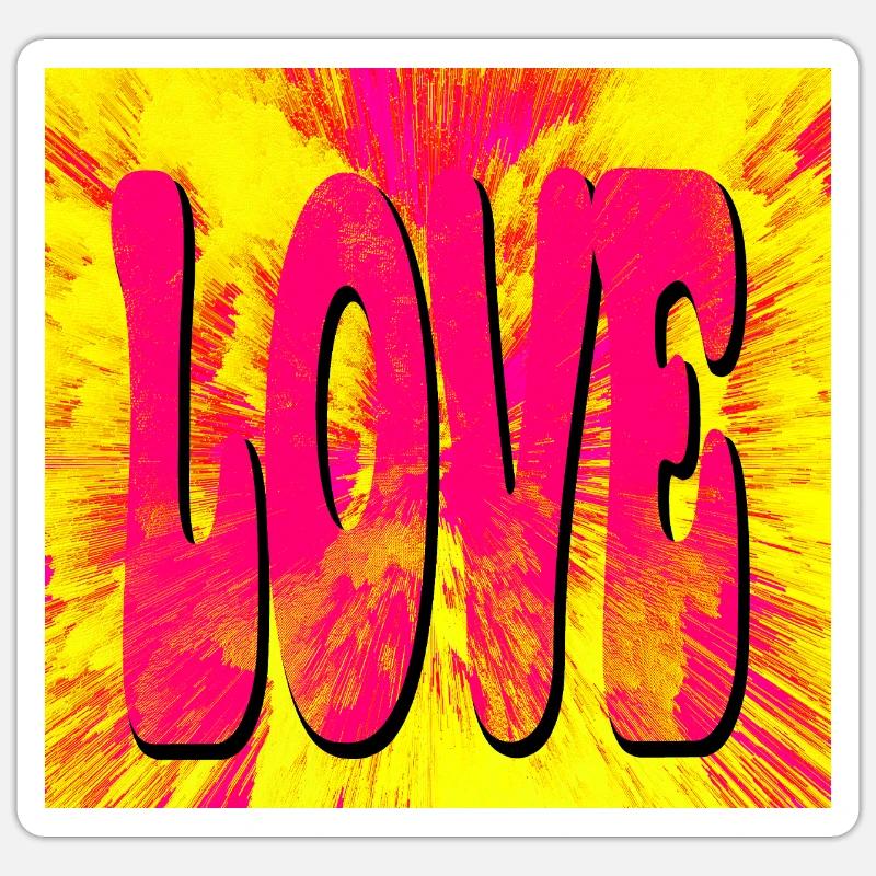 Liebe Pop Art Explosion - Sticker Größe S (10 x 10 cm) - Mattweiß