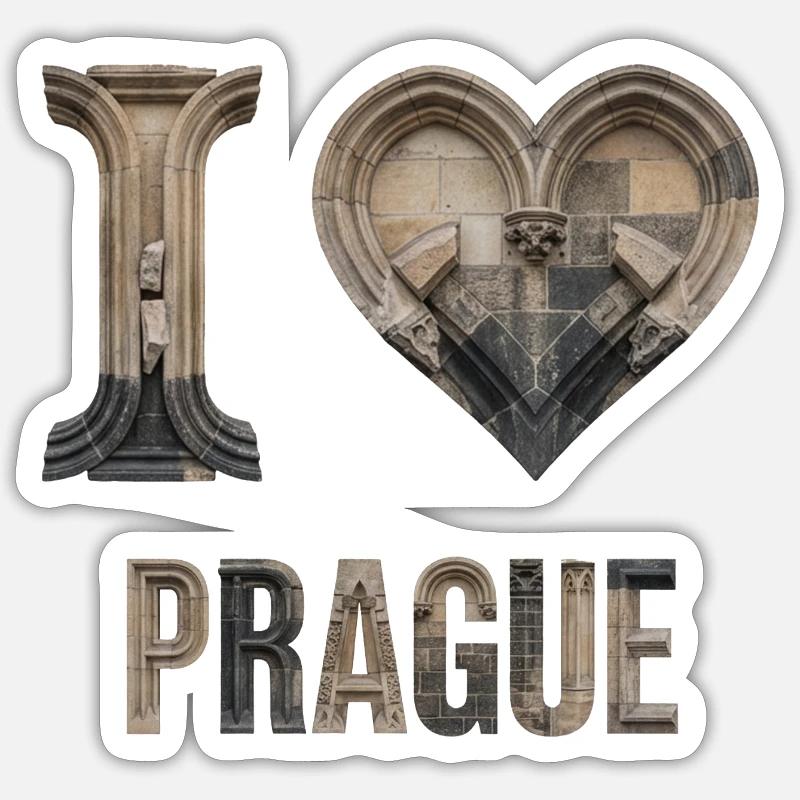 Prague – Arches en pierre et gothiques - Sticker taille S (10 x 10 cm) - blanc mat