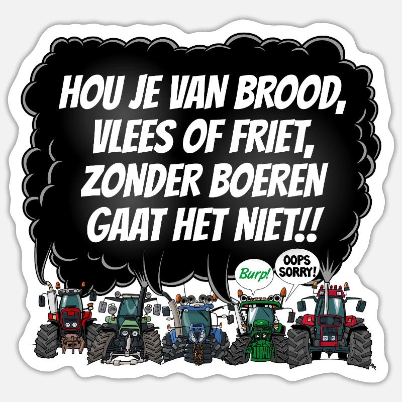 Boerenprotest_tshirt_NL - Sticker taille S (10 x 10 cm) - blanc mat