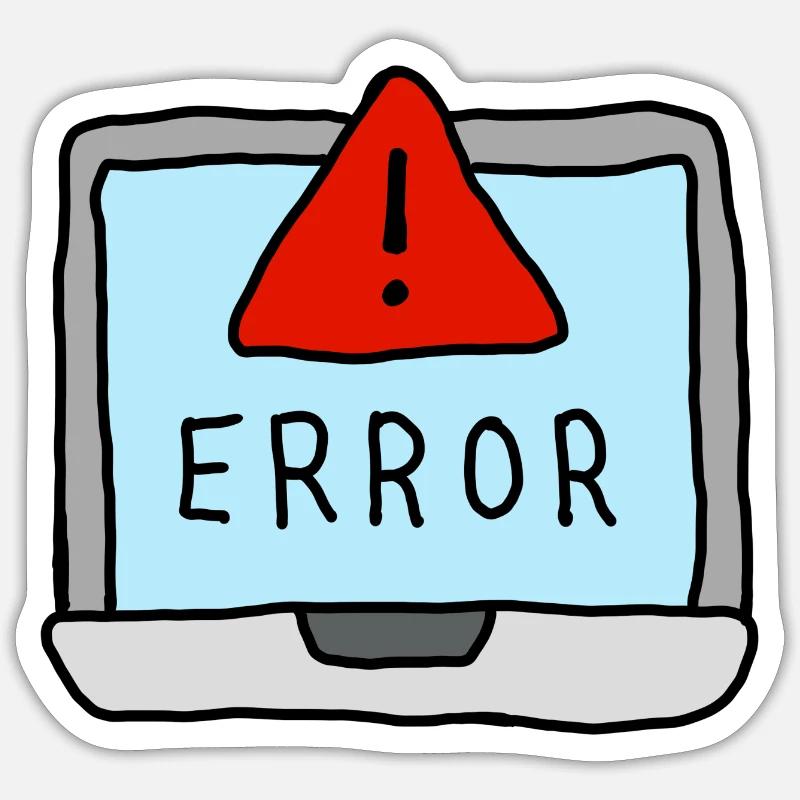 Laptop Error Warning Illustration - Sticker size S (10 x 10 cm) - white matte