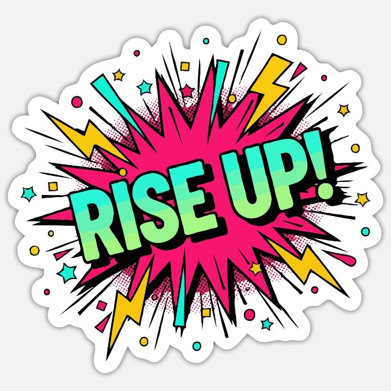 Rise Up Burst Bold Comic - Sticker size S (10 x 10 cm) - white matte