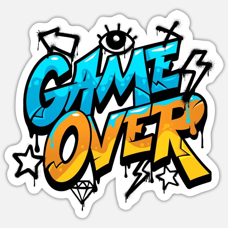 Fin du jeu Splash Néon - Sticker taille S (10 x 10 cm) - blanc mat