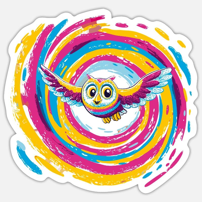 Bunte Eulenspirale Sticker Größe S (10 x 10 cm)