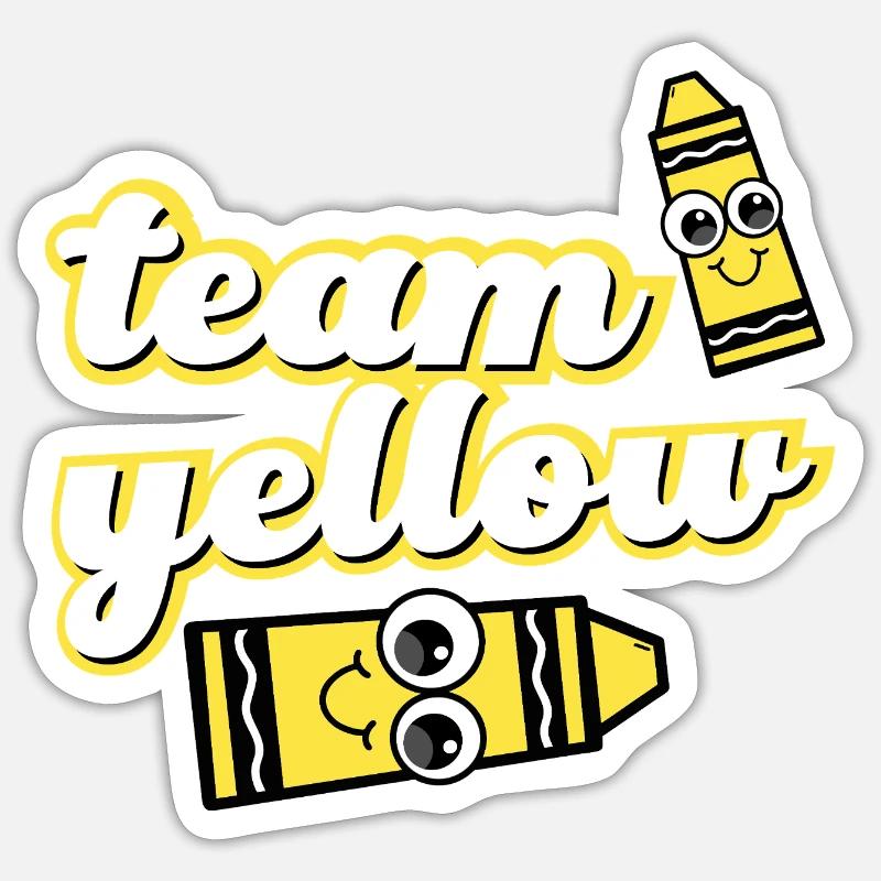 Team Yellow Crayons with Face Sticker size S (10 x 10 cm)