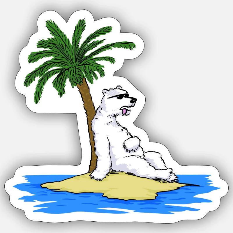 Hot Polar Bear - Sticker taille S (10 x 10 cm) - blanc mat