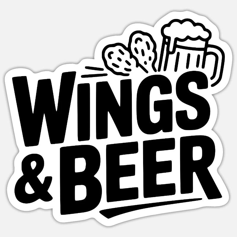 Ailes et bière - Sticker taille S (10 x 10 cm) - blanc mat