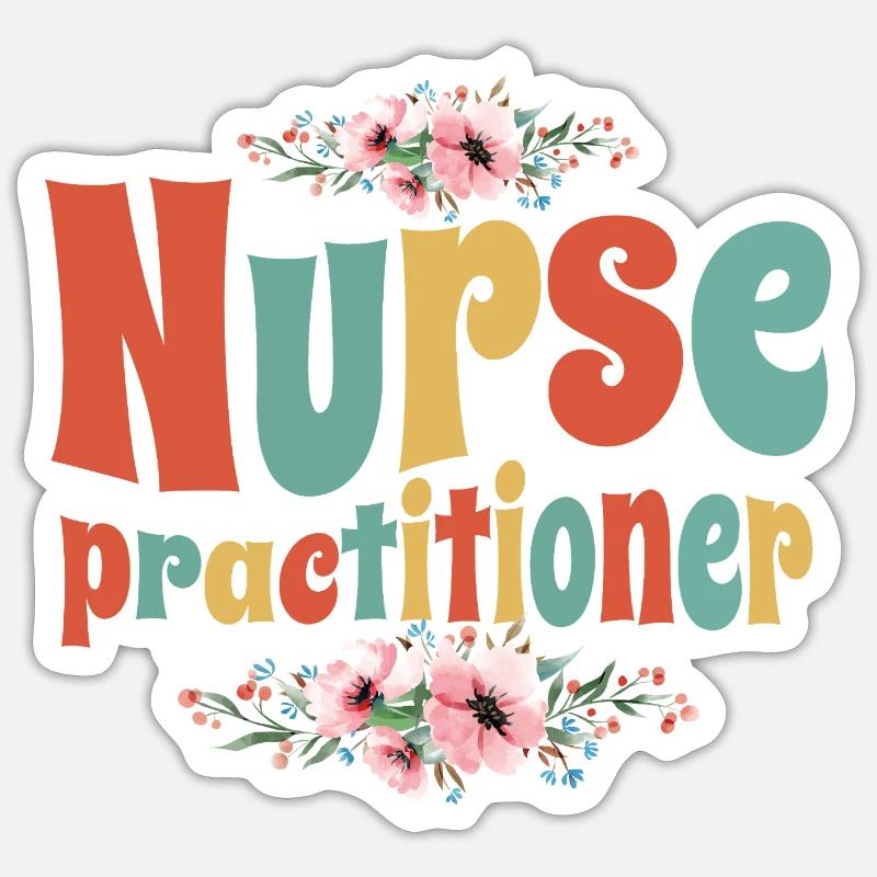 Floral Nurse Practitioner - Sticker size S (10 x 10 cm) - white matte