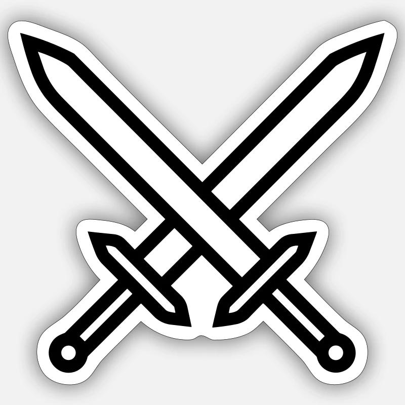Gekreuzte Schwerter Mittelalterlicher Kampf - Sticker Größe S (10 x 10 cm) - Mattweiß