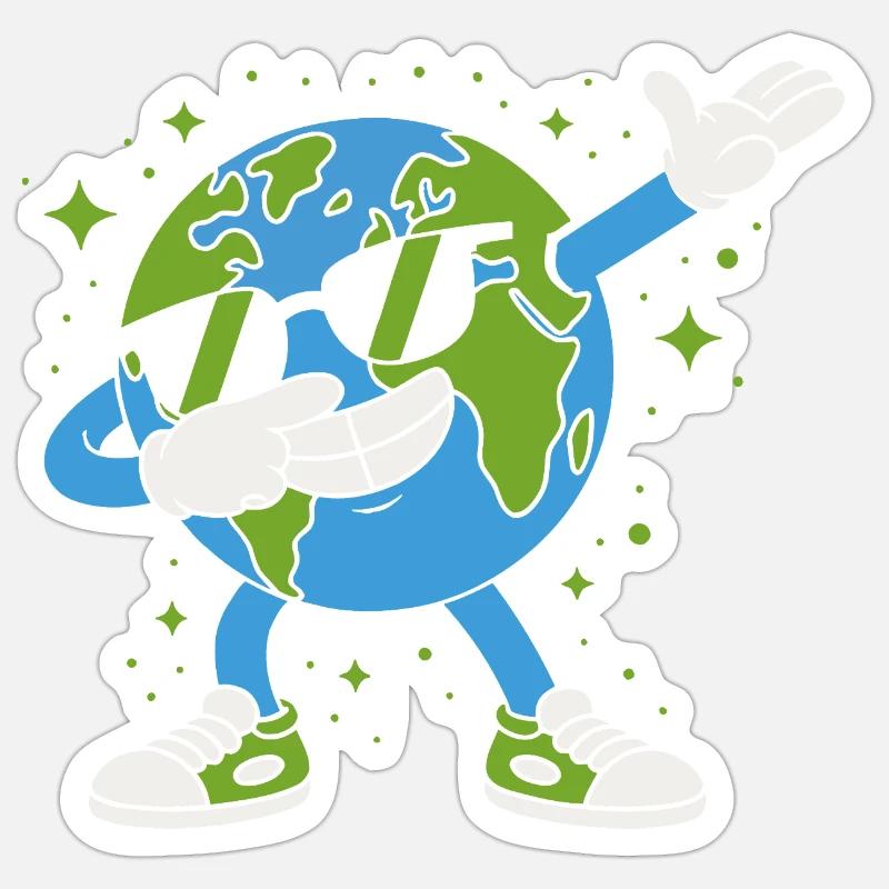 Mascotte terrestre Globe Groove - Sticker taille S (10 x 10 cm) - blanc mat