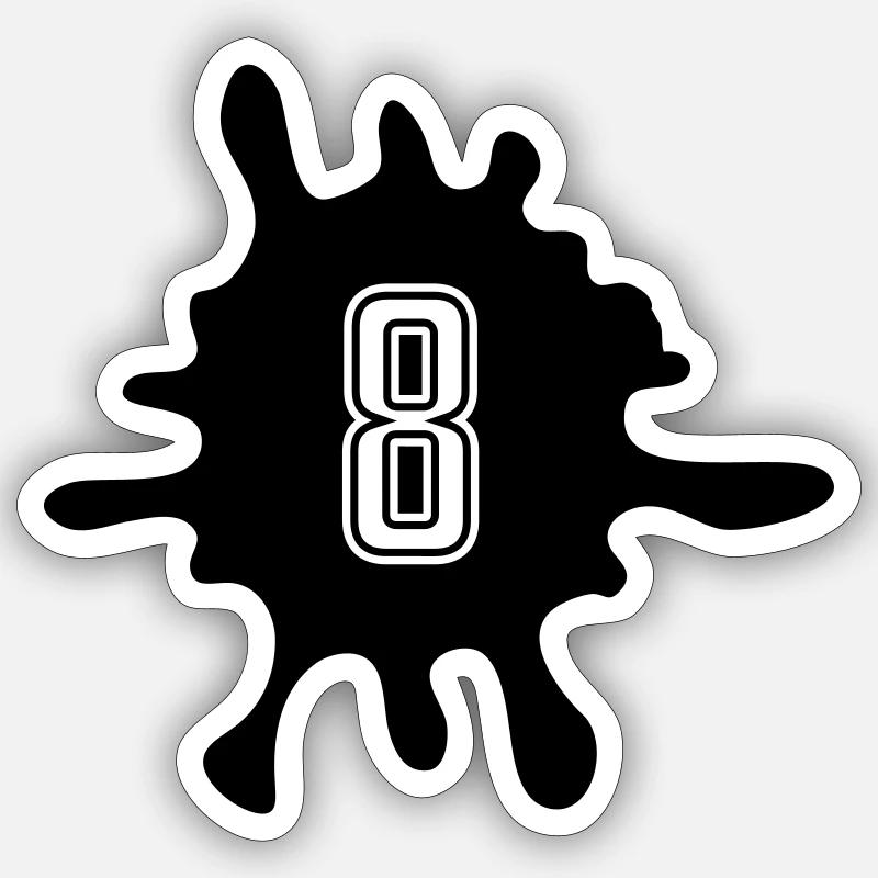 Blobs 8 Number - Sticker size S (10 x 10 cm) - white matte