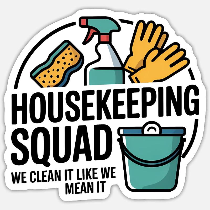 Lustiges Putzen Design - Sticker Größe S (10 x 10 cm) - Mattweiß