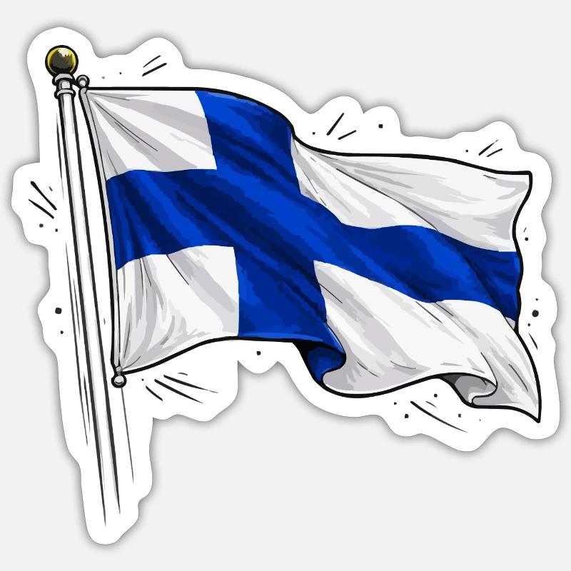 Drapeau de la Finlande - Sticker taille S (10 x 10 cm) - blanc mat