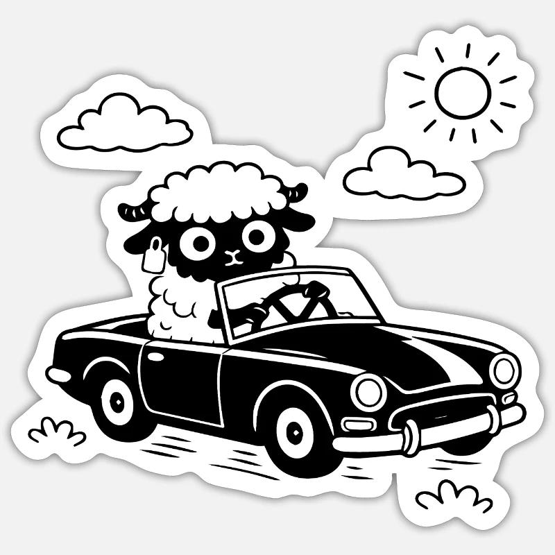 Sheep Cabrio - Sticker Größe S (10 x 10 cm) - Mattweiß
