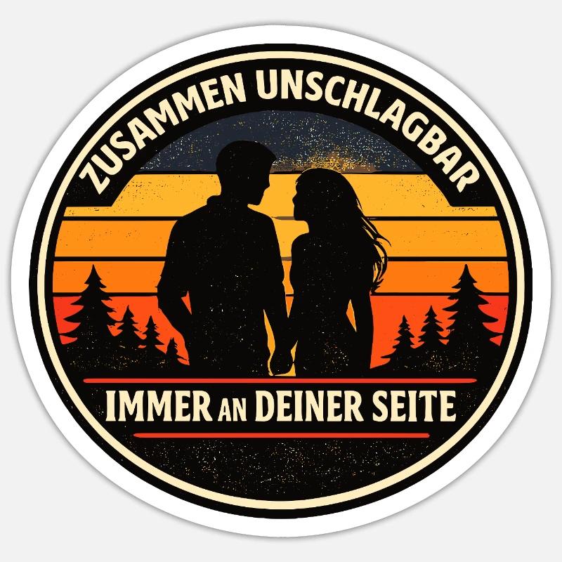 Ensemble couple imbattable - Sticker taille S (10 x 10 cm) - blanc mat