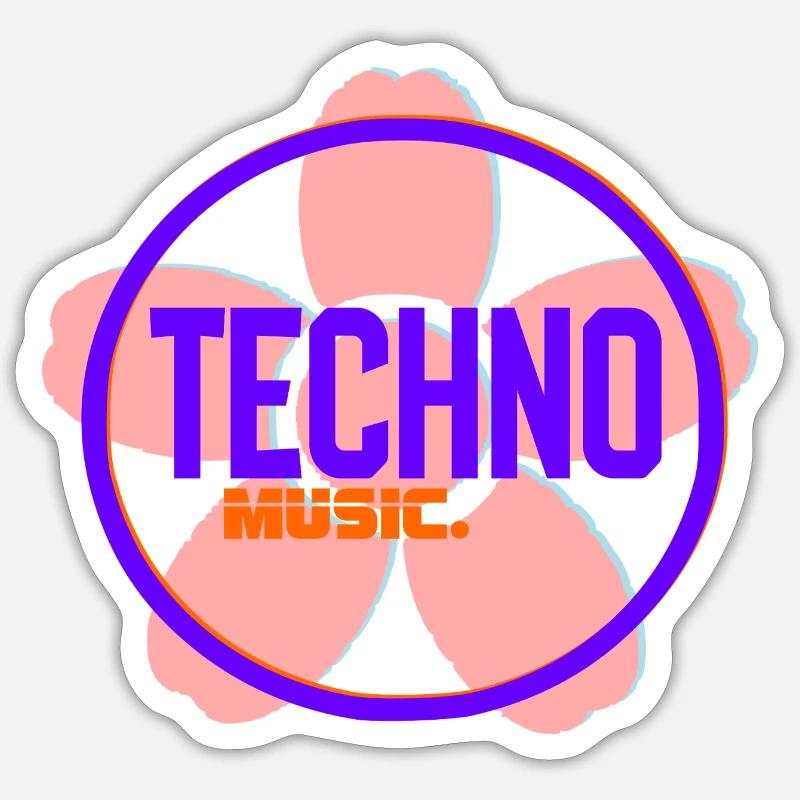 Logo néon Techno Circle - Sticker taille S (10 x 10 cm) - blanc mat