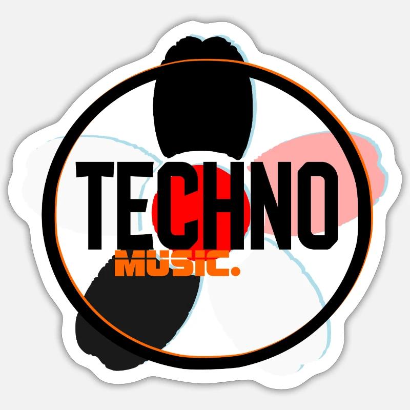 Techno Music Circle Logo - Sticker size S (10 x 10 cm) - white matte