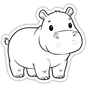 Résumé de la bande dessinée Bébé Hippopotame mignon - Sticker taille S (10 x 10 cm) - blanc mat - Devant