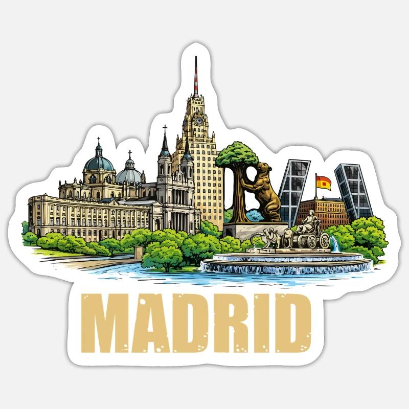 Silhouette de Madrid - Sticker taille S (10 x 10 cm) - blanc mat