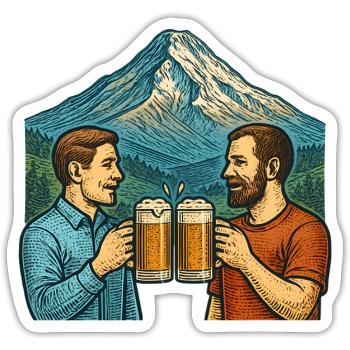 Bergkulisse Bierfreunde Toast - Sticker Größe S (10 x 10 cm) - Mattweiß - Vorne