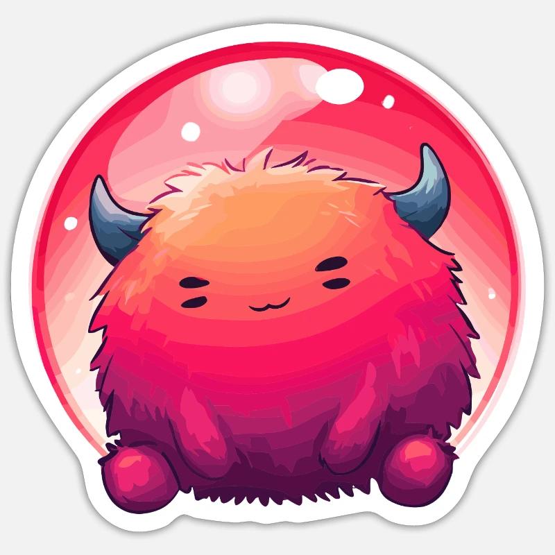 Fluffy Monster Face Gradient - Sticker size S (10 x 10 cm) - white matte