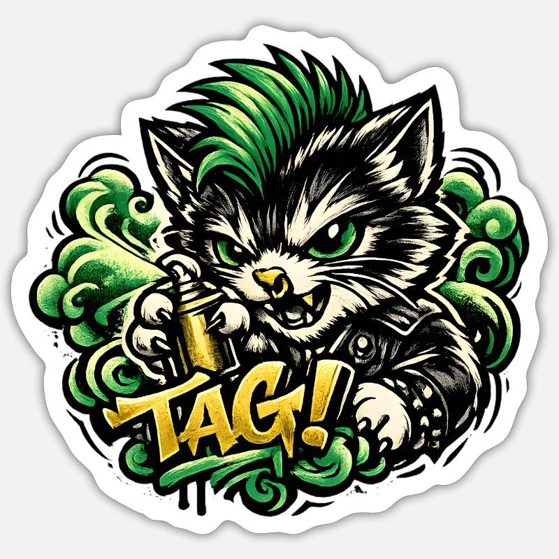 Aggressive Cat Graffiti - Sticker size S (10 x 10 cm) - white matte