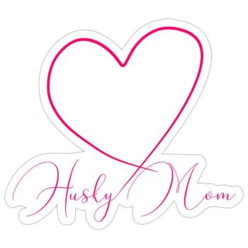 Logo de la police Husky Mom Heart - Sticker taille S (10 x 10 cm) - blanc mat - Devant