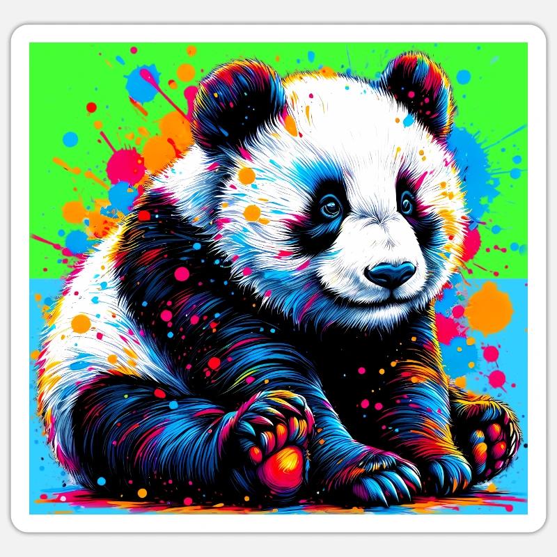 panda - Sticker taille S (10 x 10 cm) - blanc mat