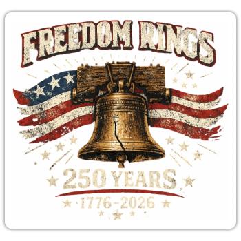  Freedom Rings 250 Years America Anniversary - Sticker size S (10 x 10 cm) - white matte - Front