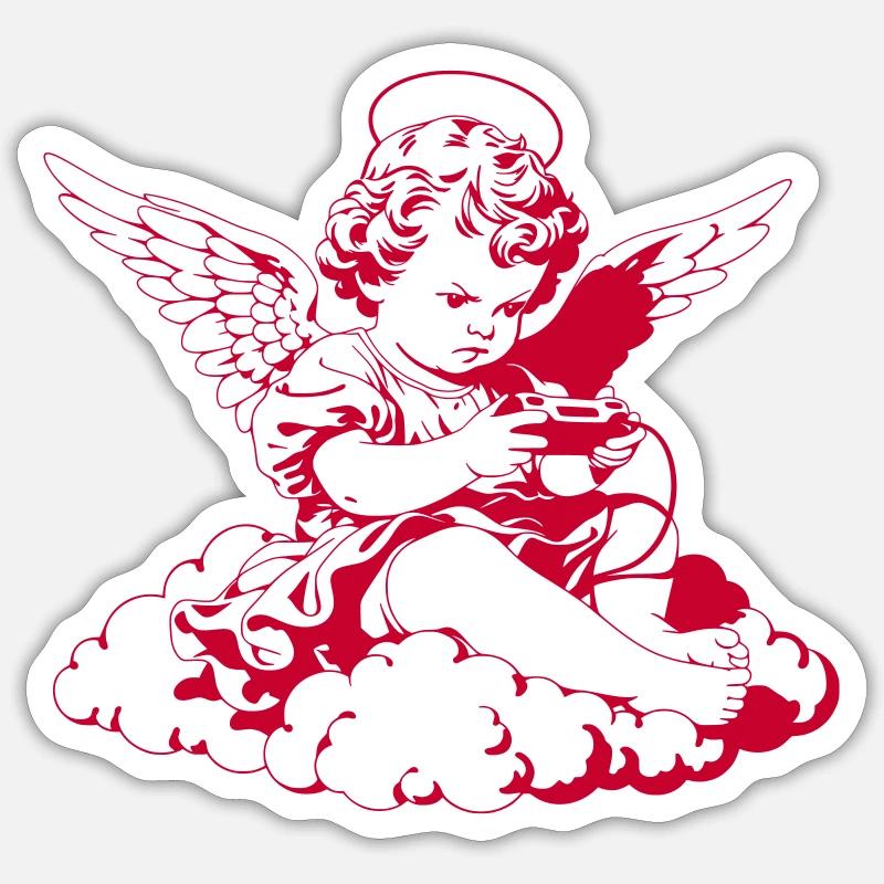 Gaming Angel – Cherub with Controller Sticker size S (10 x 10 cm)