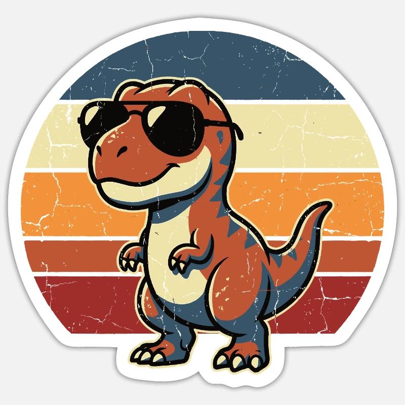 Cool Retro Dinosaur Sunglasses Design - Sticker size S (10 x 10 cm) - white matte