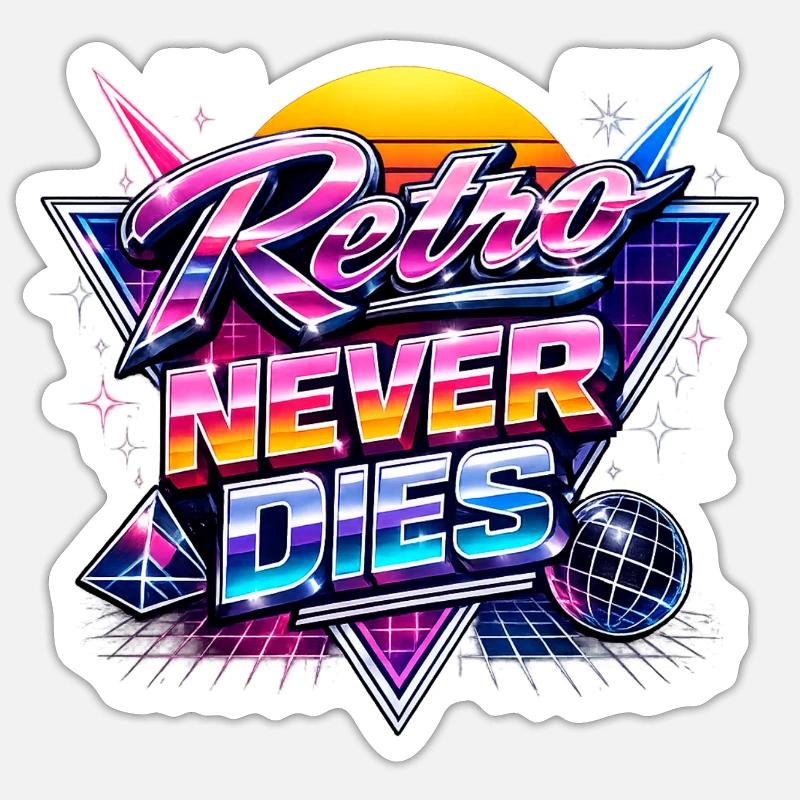 Le néon rétro ne meurt jamais - Sticker taille S (10 x 10 cm) - blanc mat