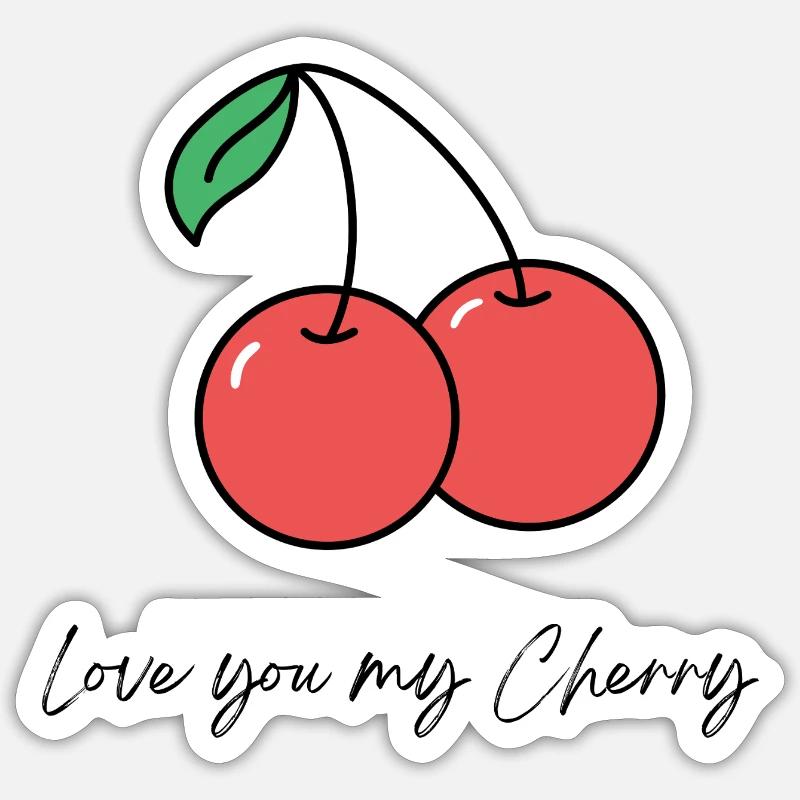 Double cerise avec déclaration d’amour Sticker taille S (10 x 10 cm)