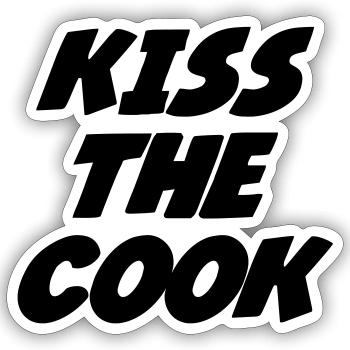 Kisses the Cook - Kitchen - Sticker size S (10 x 10 cm) - white matte - Front