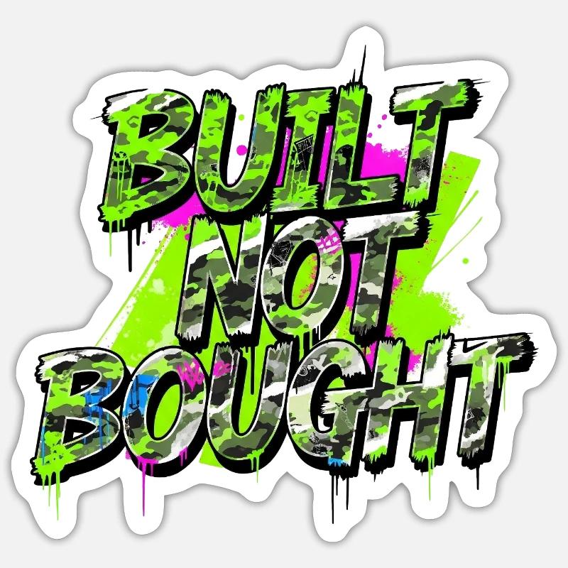 Construit, pas acheté, tuning style camouflage de rue Sticker taille S (10 x 10 cm)