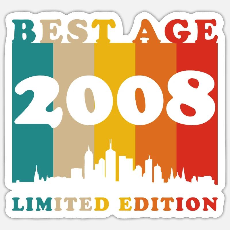 2008 Vintage Retro Geburtstagsgeschenk - Sticker Größe S (10 x 10 cm) - Mattweiß