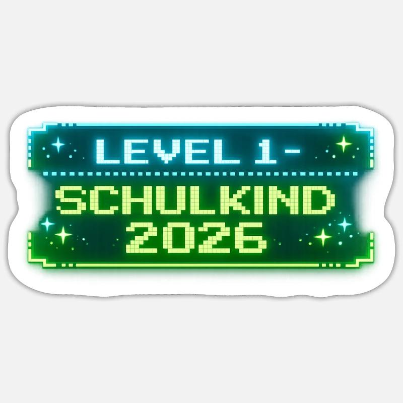 Level 1 Schulkind 2026 Einschulung Sticker Größe S (10 x 10 cm)