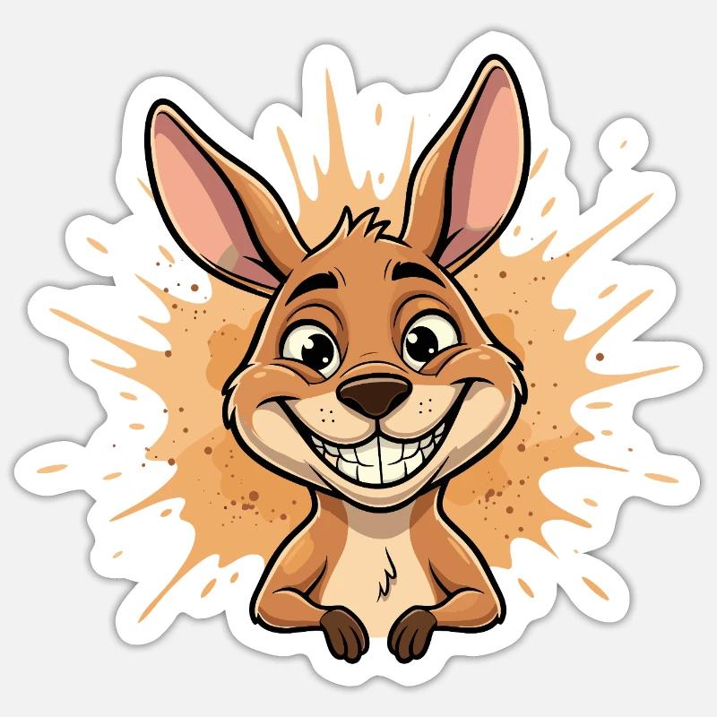 Fröhliches Känguru Splash - Sticker Größe S (10 x 10 cm) - Mattweiß