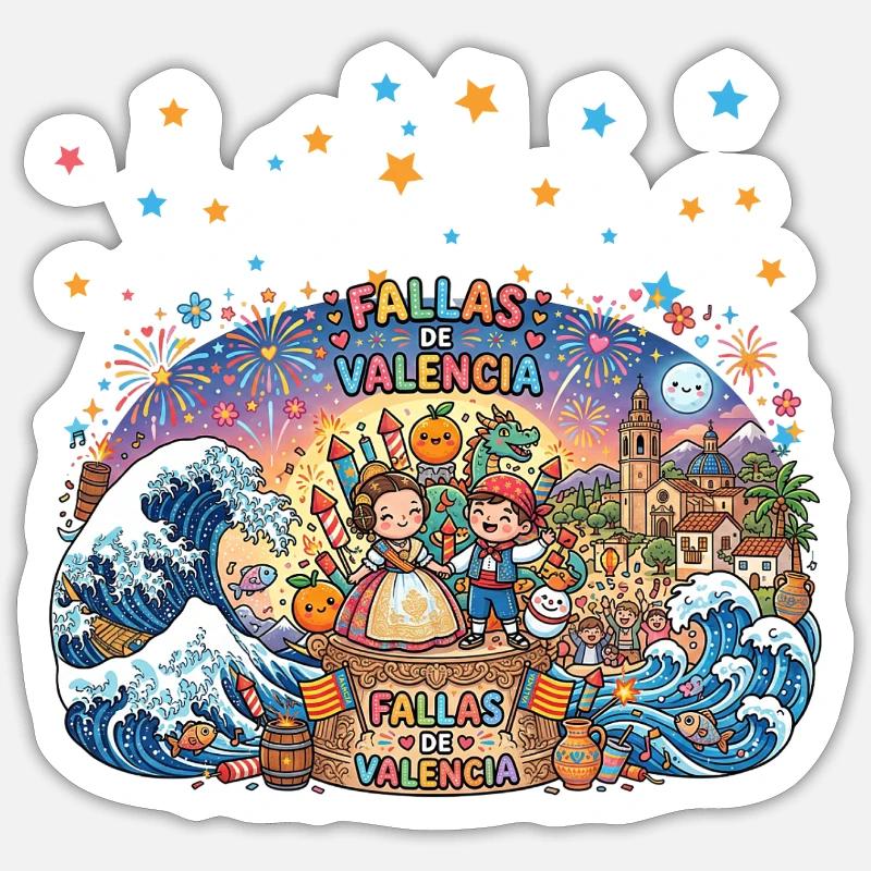 Fallas De Valencia Party Mascleta - Sticker size S (10 x 10 cm) - white matte