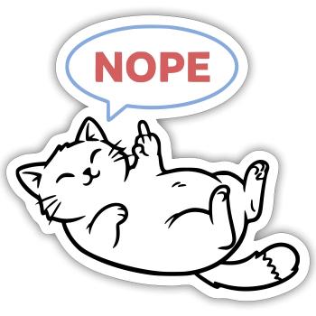 Lachende Katze Nope Mittelfinger - Sticker Größe S (10 x 10 cm) - Mattweiß - Vorne