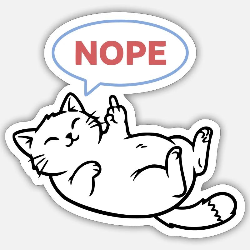 Chat rieur : Pas majeur - Sticker taille S (10 x 10 cm) - blanc mat