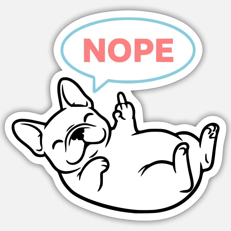Frenchie Hund Nope Comic Bunt Sticker Größe S (10 x 10 cm)