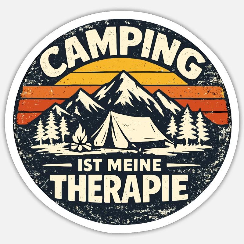 Camping is my therapy - Sticker size S (10 x 10 cm) - white matte