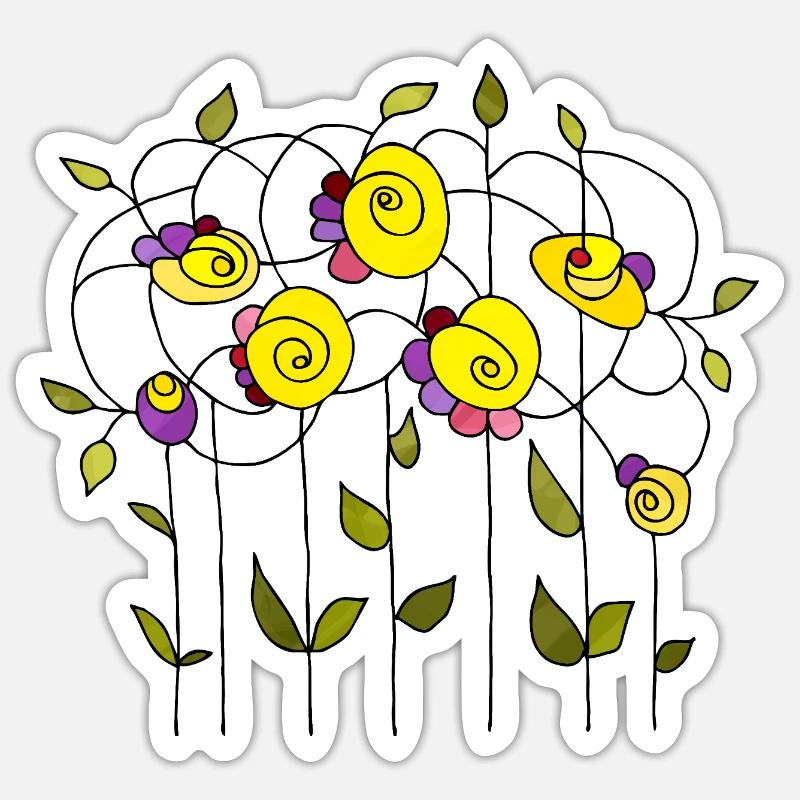 Fleur - Sticker taille S (10 x 10 cm) - blanc mat