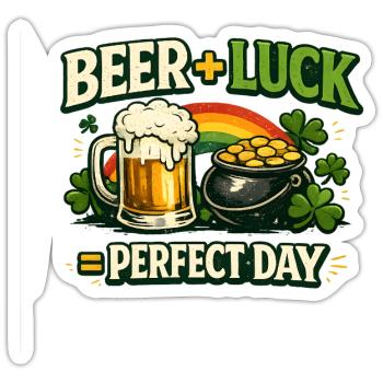 Bierglück Perfekter Tag - Sticker Größe S (10 x 10 cm) - Mattweiß - Vorne