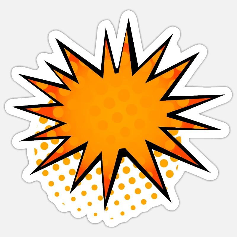 Halbton-Comic Starburst-Rand - Sticker Größe S (10 x 10 cm) - Mattweiß